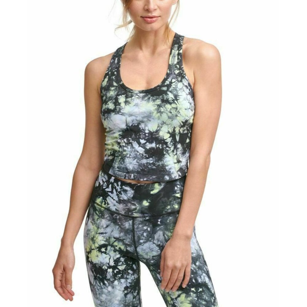 Calvin Klein Performance Cropped Tie-Dyed Top Women black Size XL MSRP $50